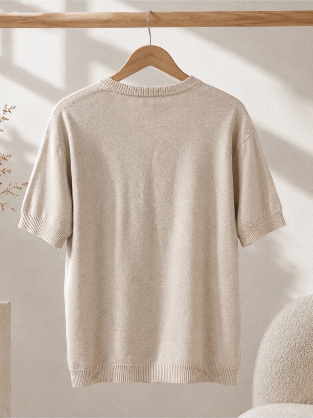 Calvin Klein Cream Short-Sleeve Knit Pullover - Picture 6 of 7